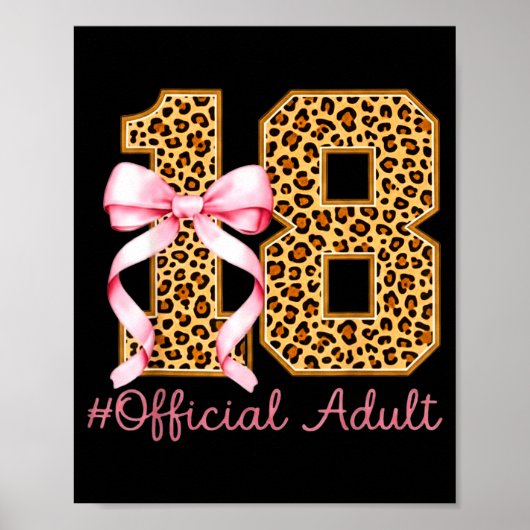 18th Birthday Girl Nk Coquette Bow Leopard 18 Year Poster (Vorne)