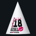 18th birthday girl Partyhütchen, pink Kiss Partyhütchen<br><div class="desc">18th birthday girl Partyhütchen,  pink Kiss</div>