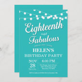18th Birthday Invitation Aqua Turquoise Fabulous Einladung (Vorne/Hinten)