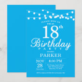 18th Birthday Invitation Blue Einladung (Vorne/Hinten)