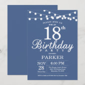 18th Birthday Invitation Blue Einladung (Vorne/Hinten)