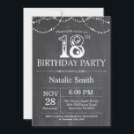18th Birthday Invitation Chalkboard String Lights Einladung<br><div class="desc">18th Birthday Invitation with Chalkboard Black and White Background. String Lights. Adult Birthday. Male Men or Women Birthday. For further customization,  please click the "Customize it" button and use our design tool to modify this template.</div>
