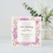 18th Birthday Invitation Elegant Pink Flowers Einladung (Stehend Vorderseite)