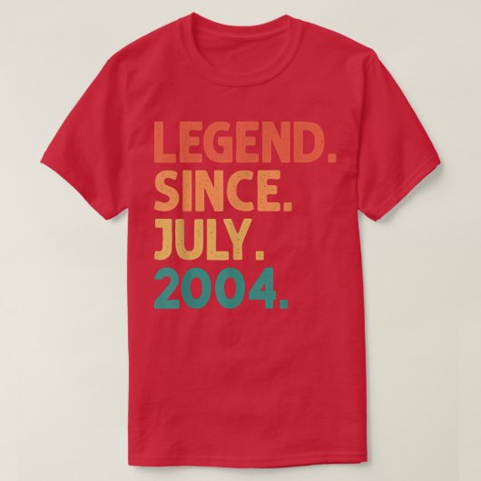 18th Birthday Legend Since July 2004 18 Years Old T-Shirt (Design vorne)