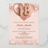 18th birthday rose gold balloons invitation folieneinladung (Vorderseite)