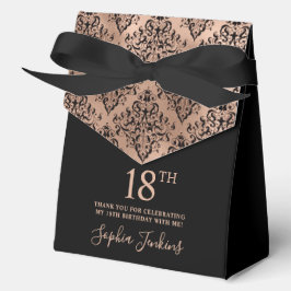 18th Birthday Rose Gold Damask Thank You  Geschenkschachtel