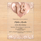 18th birthday rose gold luxury balloons clear acryleinladungen (Vorderseite)