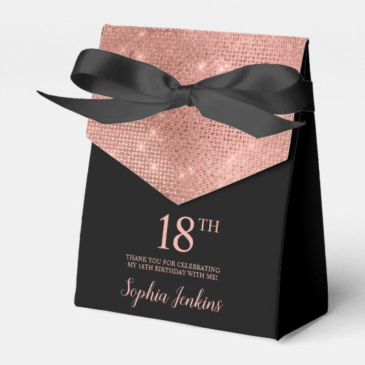 18th Birthday Rose Gold Thank You Favor Box Geschenkschachtel (Vorderseite)