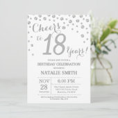 18th Birthday Silver Glitter Diamond Invitation Einladung (Stehend Vorderseite)