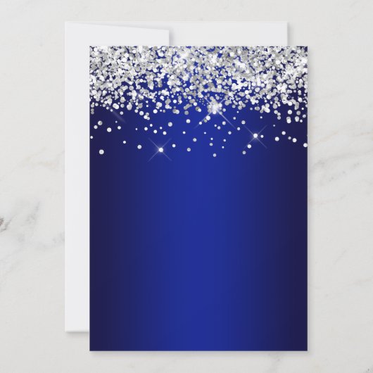 18th Birthday Silver Glitter Royal Blue Navy Ombre Einladung (Rückseite)