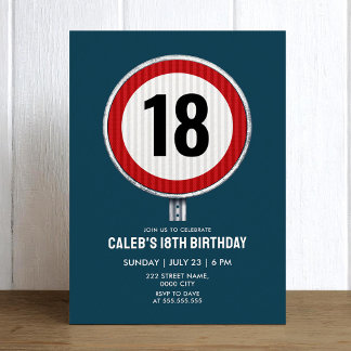 18th Birthday Speed Limit Sign - ANY AGE Einladung