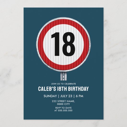 18th Birthday Speed Limit Sign - ANY AGE Einladung (Vorderseite)