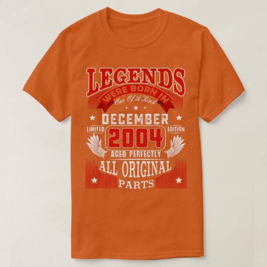 18th Birthday Tee Legends Born In December 2004 18 (Design vorne)