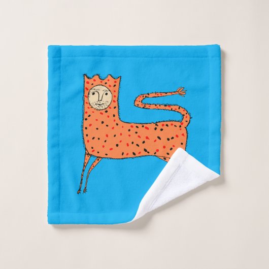 18th C English Primitive Lion Badhandtuch Set (Waschlappen)