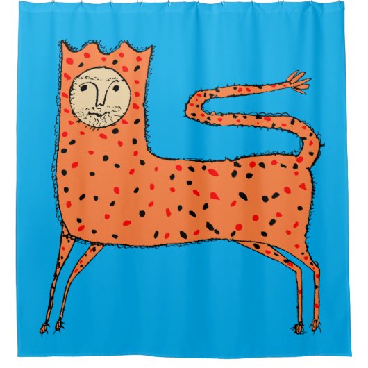 18th C English Primitive Lion Duschvorhang (Vorderseite)