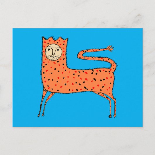 18th C English Primitive Lion Postkarte (Vorderseite)