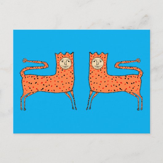 18th C English Primitive Lion Postkarte (Vorderseite)