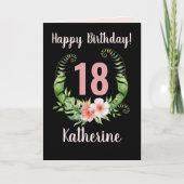 18th or all ages Birthday Pink Floral Name Karte (Vorderseite)