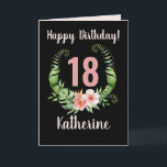 18th or all ages Birthday Pink Floral Name Karte<br><div class="desc">Happy 18th or all ages Birthday Blush Pink Floral Wreath Name Card. Customize the name and age on the front and the greeting messages on the front and inside.</div>
