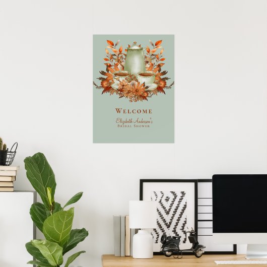 18x24" Boho Terracotta Tee Party Begrüßung Poster (Heimbüro)