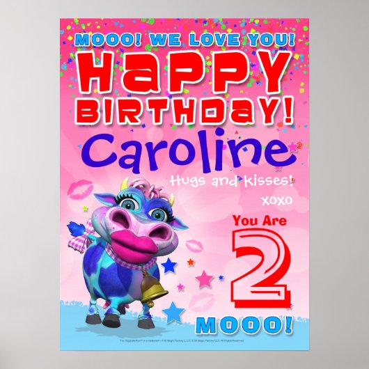 18x24" GiggleBellies Kissy Moo Birthday Poster (Vorne)