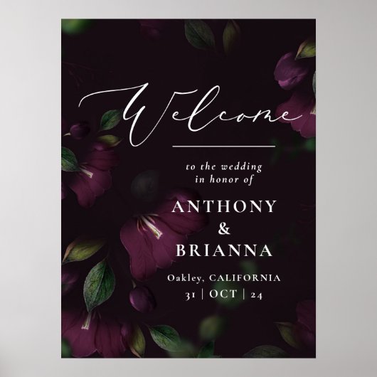 18x24 Zoll Moody Lila Boom Hochzeitsempfang Poster (Vorne)