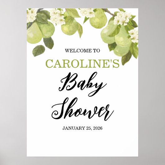 18x2" Sweet Little Pear Welcome Baby Shower Poster (Vorne)