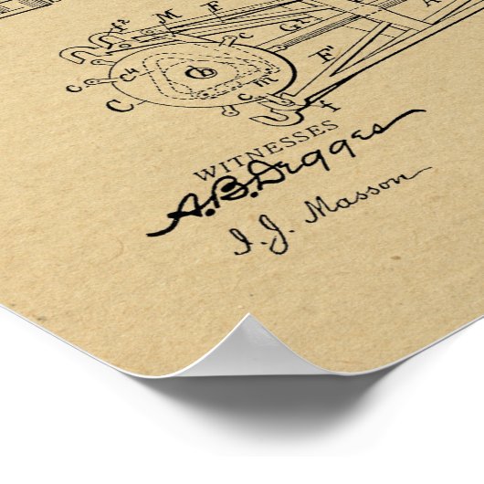 1900 Chainless Bicycle Design Patent Art Print Poster (Ecke)