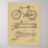 1900 Chainless Bicycle Design Patent Art Print Poster (Vorne)
