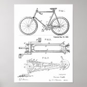 1900 Chainless Bicycle Design Patent Art Print Poster (Vorne)