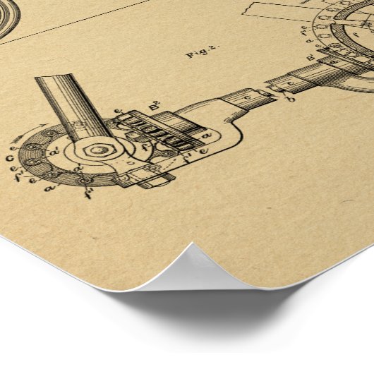 1900 Chainless Bicycle Design Patent Art Print Poster (Ecke)