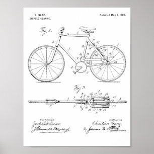 1900 Fahrrad-Gang-Patent-Kunst, die Druck zeichnet Poster