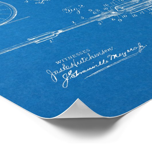 1900 Fahrradgestänge Patentkunst Zeichnend Druck Poster (Ecke)