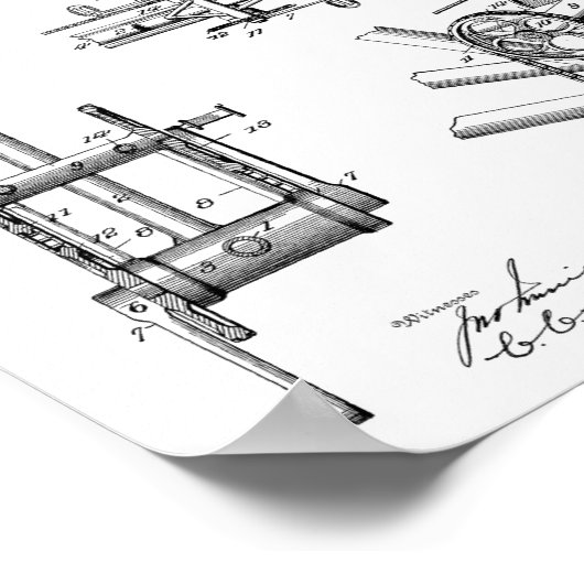 1900 Hochgeschwindigkeits-Fahrraddesign - Patentdr Poster (Ecke)