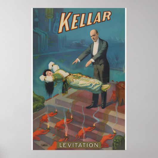 1900 “Kellar” Vintage Stil Levitation Magie Poster (Vorne)