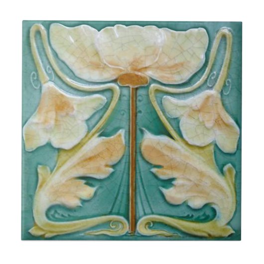 1900 Malkin Art Nouveau Floral Repro Imitats Relie Fliese (Vorderseite)