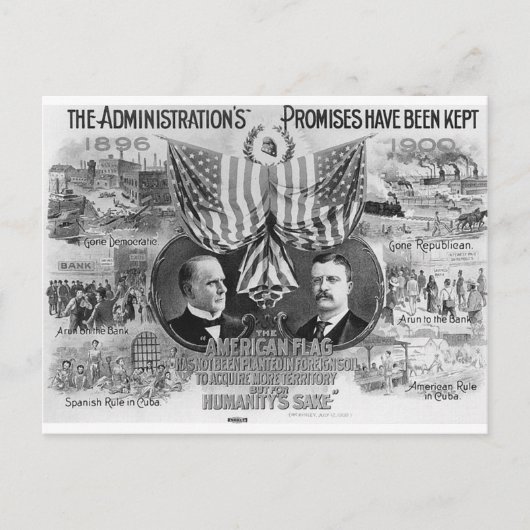 1900 Mckinley-Teddy Roosevelt Postkarte (Vorderseite)