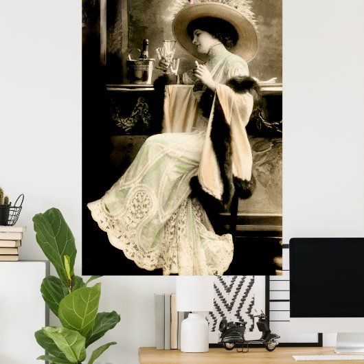 1900 Pariser trinken Champagner Poster (Heimbüro)