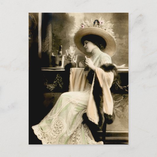 1900 Pariser trinken Champagner Postkarte (Vorderseite)