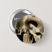 1900 Pariserin trinkt Champagner Button (Vorne & Hinten)