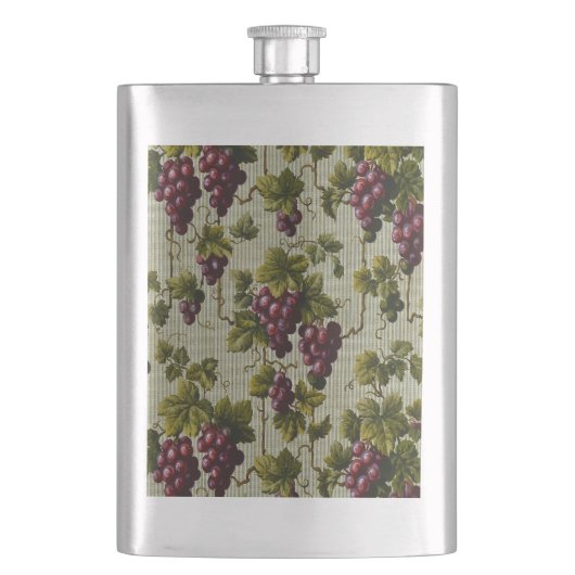 1900 Vintage Trauben Botanisches Design Frucht Flachmann (Vorderseite)