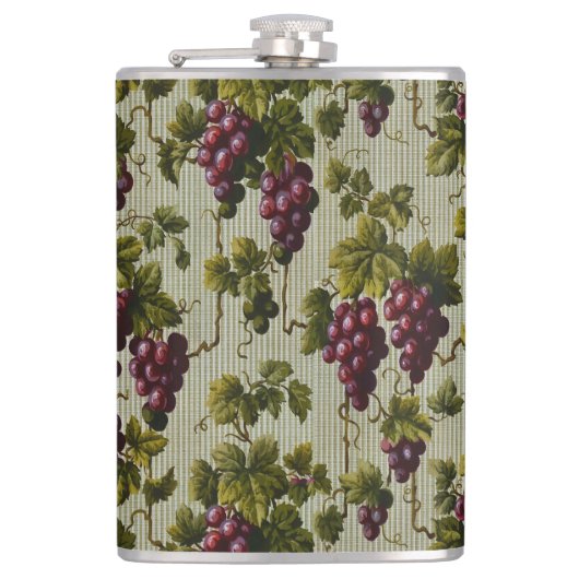 1900 Vintage Trauben Botanisches Design Frucht Flachmann (Vorderseite)
