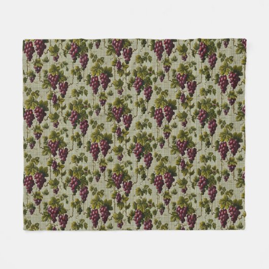 1900 Vintage Trauben Botanisches Design Frucht Fleecedecke (Vorderseite (Horizontal))