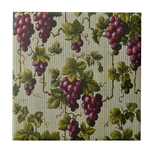 1900 Vintage Trauben Botanisches Design Frucht Fliese (Vorderseite)