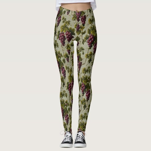 1900 Vintage Trauben Botanisches Design Frucht Leggings (Vorderseite)