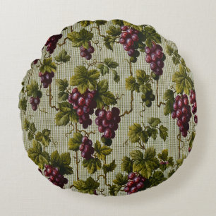 1900 Vintage Trauben Botanisches Design Frucht Rundes Kissen