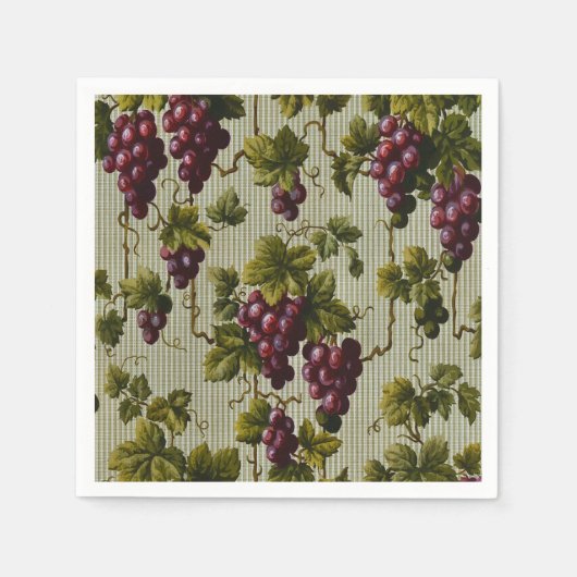 1900 Vintage Trauben Botanisches Design Frucht Serviette (Vorderseite)