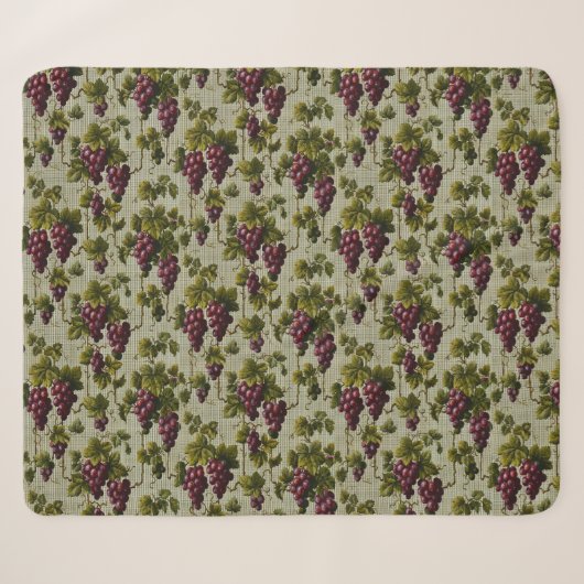 1900 Vintage Trauben Botanisches Design Frucht Sherpadecke (Vorderseite (Horizontal))