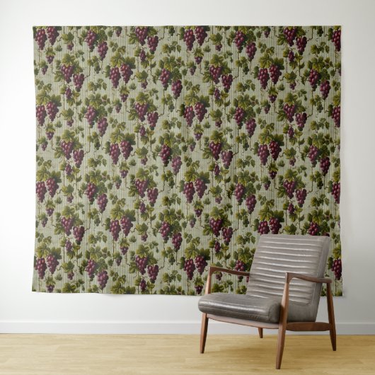 1900 Vintage Trauben Botanisches Design Frucht Wandteppich (Beispiel (Horizontal))