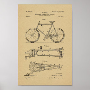 1900 Vintages Fahrradpatent Art Printwerbung Poster